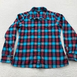 Patagonia Organic Cotton Plaid Flannel Shirt Women's Size 4 Long Sleeve